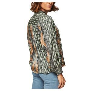 Summum Holland Viscose Mint, Gray, Tan Mixed Print Boho Top 36/4